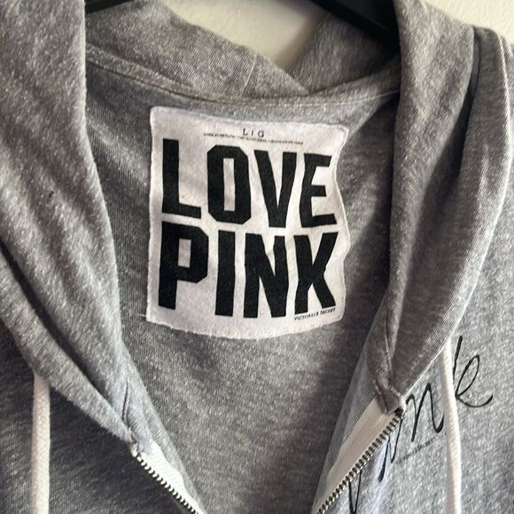 PINK VICTORIA’s SECRET SIZE LARGE LIGHTWEIGHT ZIP UP HOODIE - Picture 6 of 7
